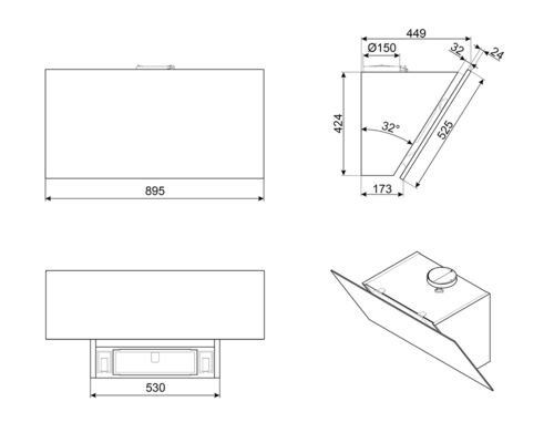 Вытяжка Smeg KV394MB Вытяжка Smeg KV394MB