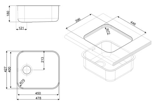 Мойка Smeg UM45 Нержавеющая сталь, матовый Мойка Smeg UM45 Нержавеющая сталь, матовый