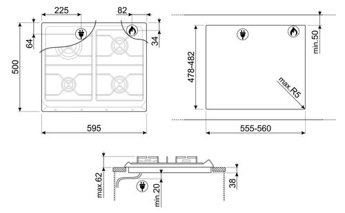 Варочная панель Smeg SRV864AOGH Варочная панель Smeg SRV864AOGH