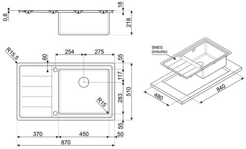 Мойка Smeg LFTG861S Мойка Smeg LFTG861S
