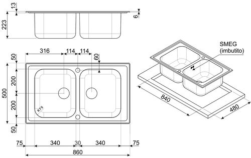 Мойка Smeg LLR862-2 Мойка Smeg LLR862-2