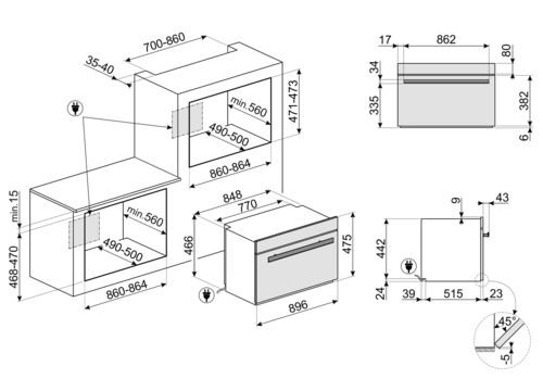 Духовой шкаф Smeg SFPR9604TNR Духовой шкаф Smeg SFPR9604TNR