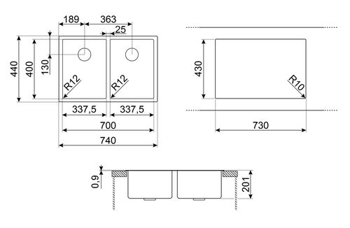 Мойка Smeg VR12S3434 Мойка Smeg VR12S3434
