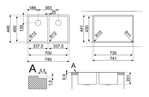 Мойка Smeg VR12S3434 Мойка Smeg VR12S3434