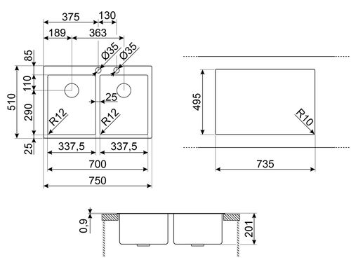 Мойка Smeg VR12S3434RS Мойка Smeg VR12S3434RS
