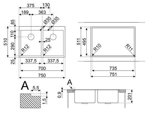 Мойка Smeg VR12S3434RS Мойка Smeg VR12S3434RS