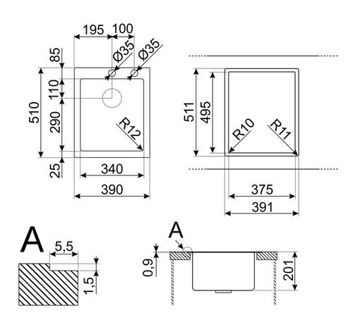 Мойка Smeg VR12S34RS Мойка Smeg VR12S34RS