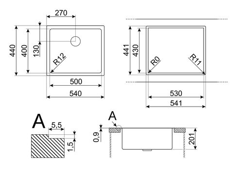 Мойка Smeg VR12S50 Мойка Smeg VR12S50