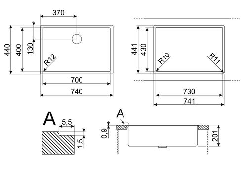 Мойка Smeg VR12S70 Мойка Smeg VR12S70