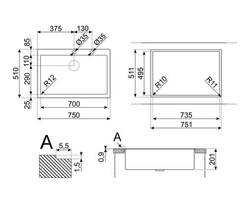 Мойка Smeg VR12S70RS Мойка Smeg VR12S70RS