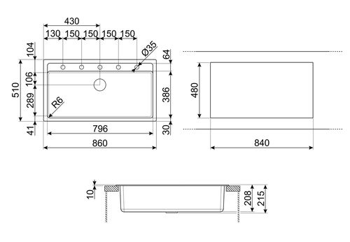 Мойка Smeg VSGX860MN Мойка Smeg VSGX860MN