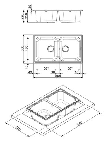 Мойка Smeg LZ862AV2 Мойка Smeg LZ862AV2