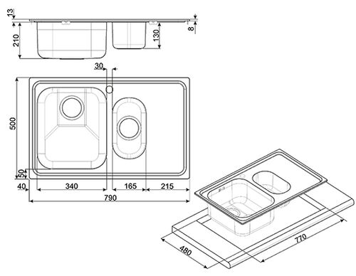 Мойка Smeg SP7915DOT Нержавеющая сталь с PVD-покрытием, цвет латунный Мойка Smeg SP7915DOT Нержавеющая сталь с PVD-покрытием, цвет латунный