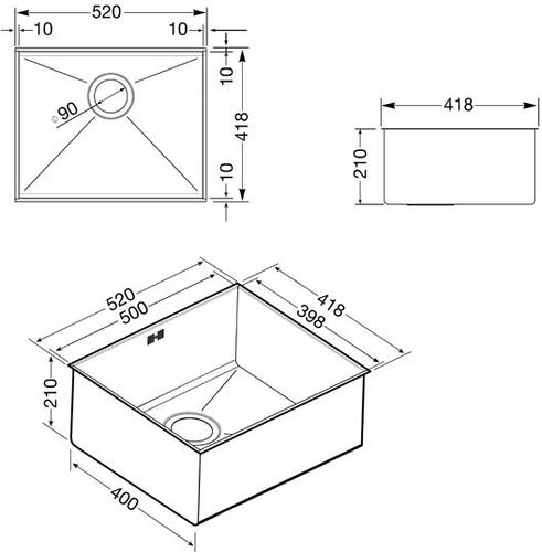 Мойка Smeg VSTQ50-2 Нержавеющая сталь, матовый Мойка Smeg VSTQ50-2 Нержавеющая сталь, матовый